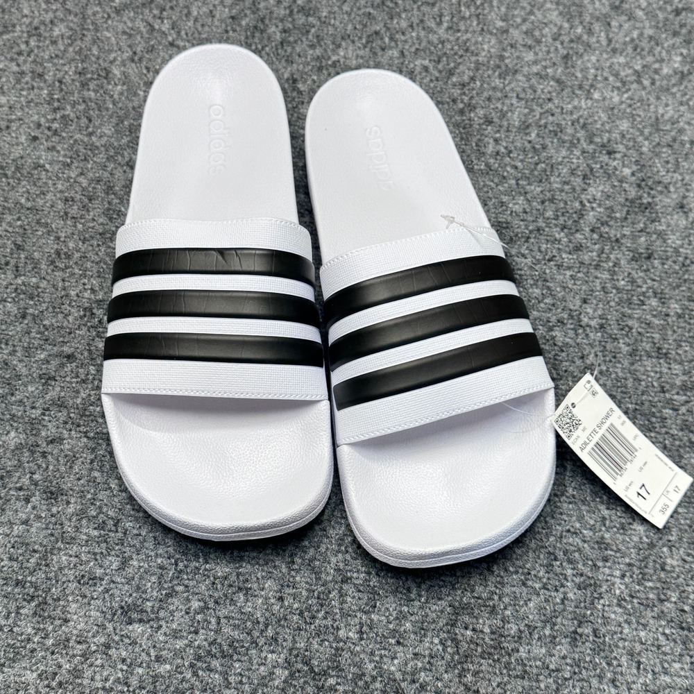 Adidas Adilette Shower Slides Men 17 White Black GZ5921 Sporty Casual Athleisure